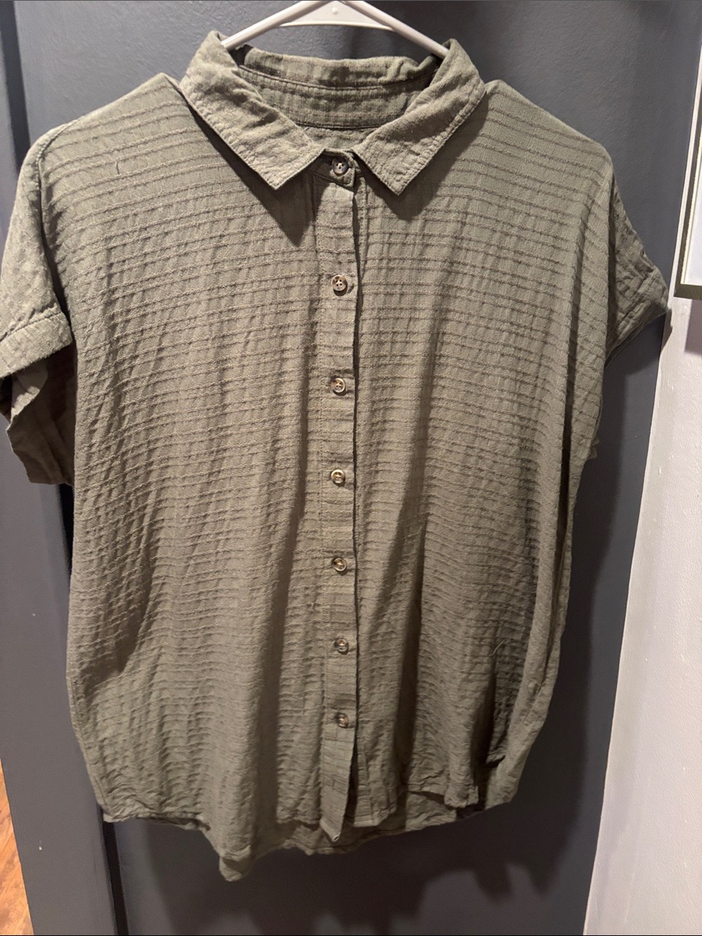 Marine Layer Olive Green Short-Sleeve Button-Down Shirt
